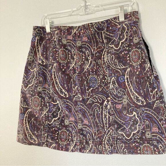 Knox Rose Skirt Aged Paisley Corduroy Button Front Mini Grunge Boho Indie - Picture 3 of 6